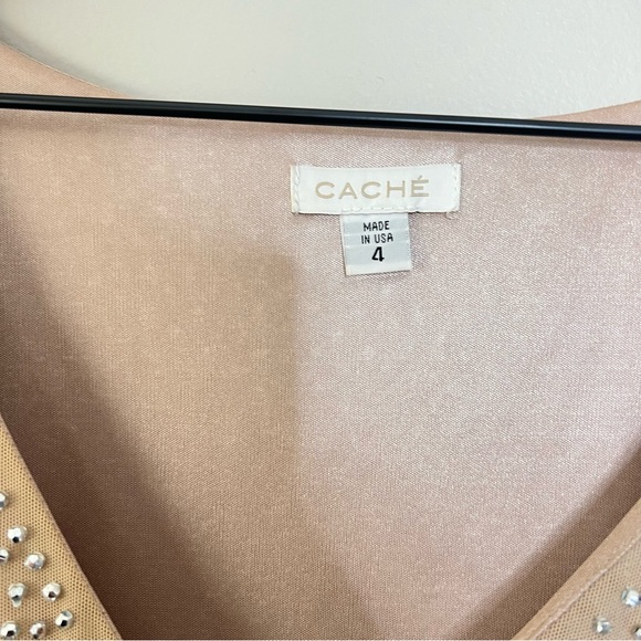 CACHE embellished nude dress, mini, sparkle size 4 - Picture 7 of 12